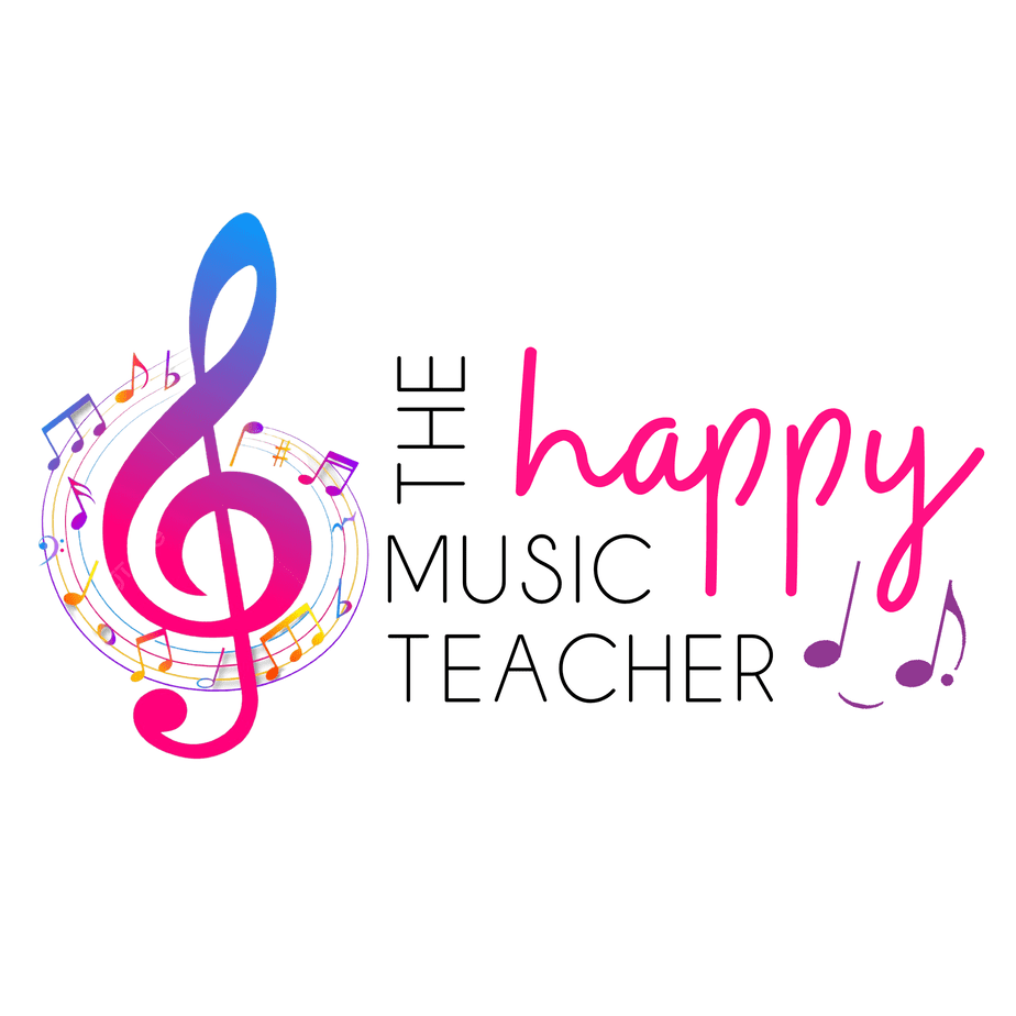 the happy music teacher logo on white background